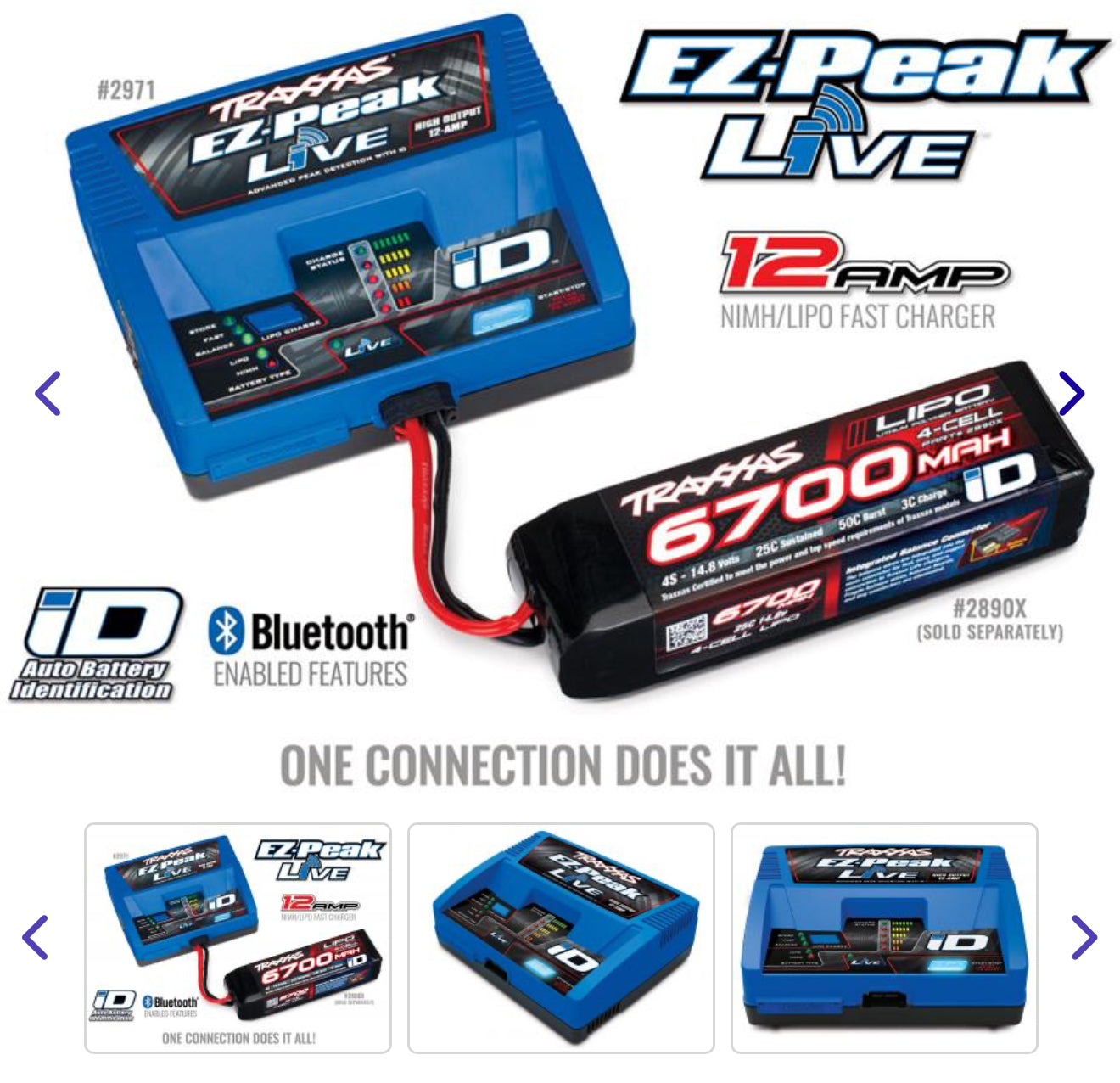 Traxxas EZ-Peak Live 4s 12amp Bluetooth iD Charger - TRX2971TX