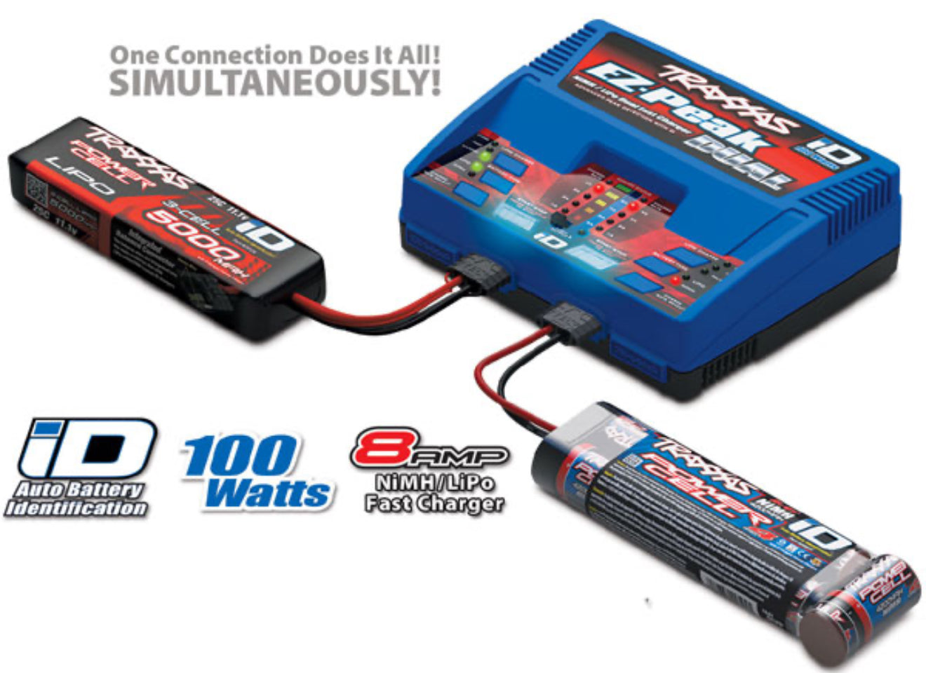 Traxxas EZ-Peak Dual 8 Amp 100 Watt NiMH/LiPo Charger with iD Auto Battery Identification - TRX2972TX