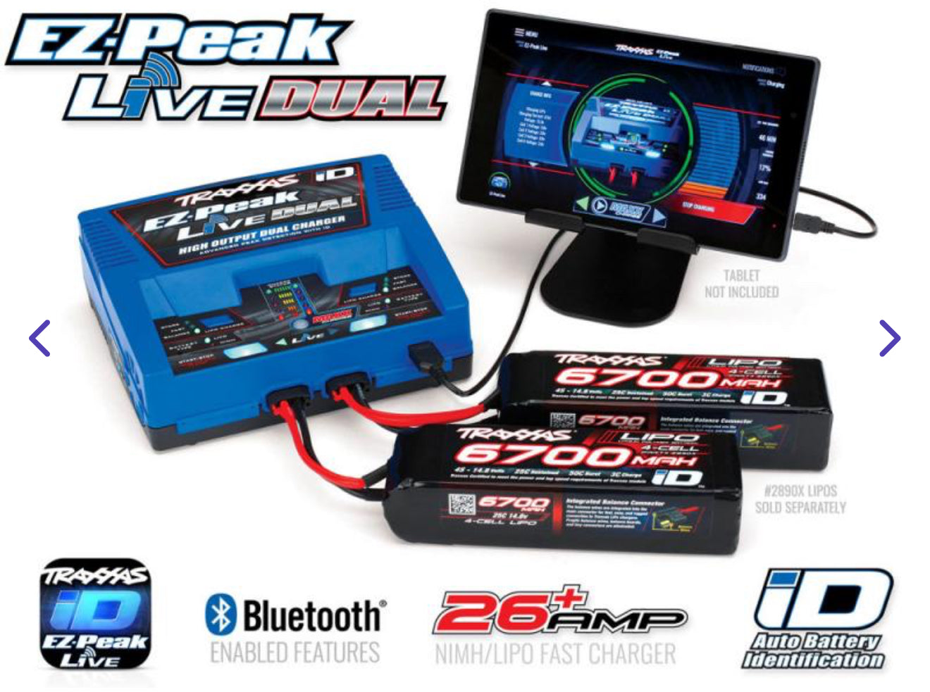 Traxxas EZ-Peak Live Dual ID Charger, 200W, NiMH/LiPo - TRX2973T