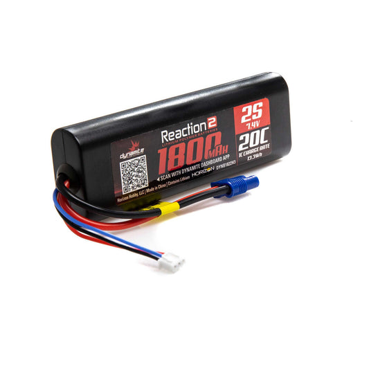 Reaction2 7.4V 1800mAh 2S 20C LiPo, Hardcase EC3