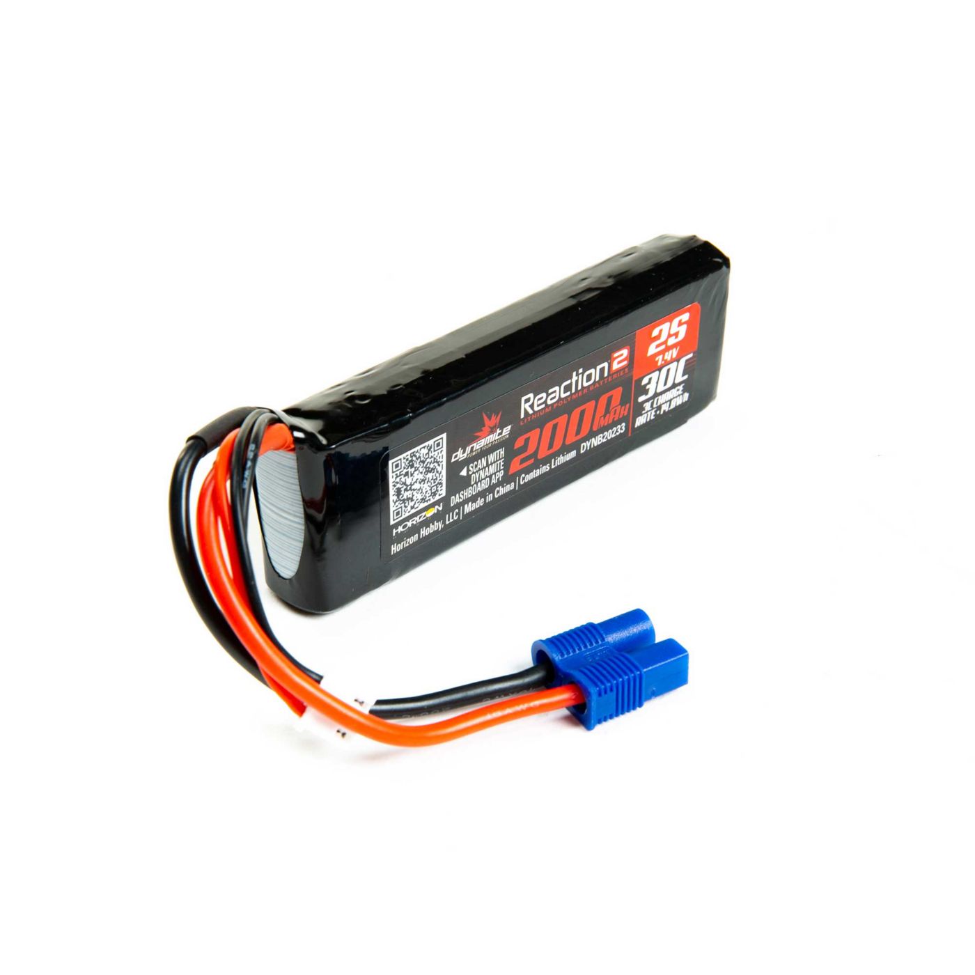 7.4V 2000mAh 2S 30C LiPo,Long: EC3 Minis, TWH