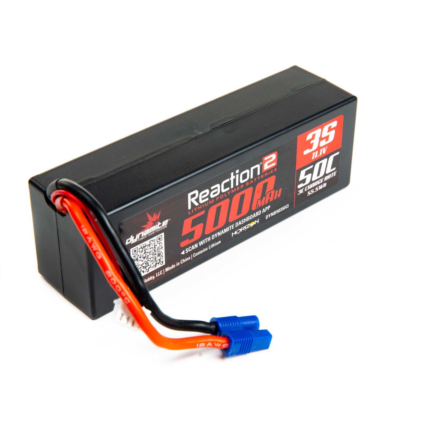 11.1V 5000mAh 3S 50C LiPo, Hardcase: EC3