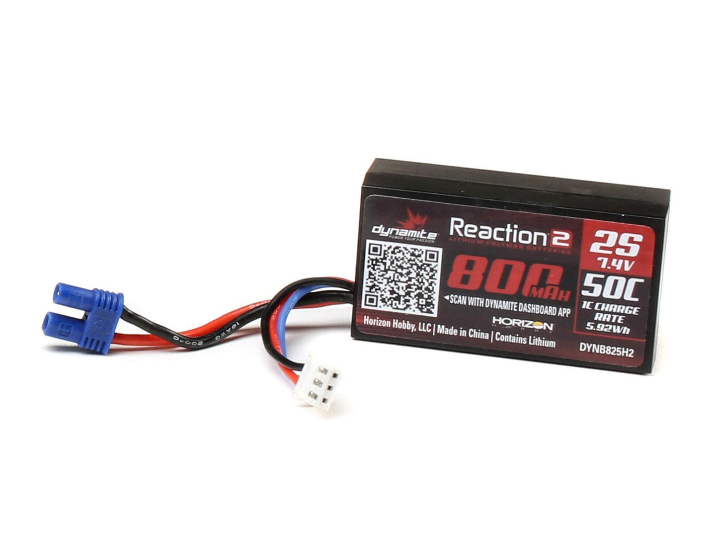 7.4V 800mAh 2S 50C Hardcase LiPo Battery  EC2