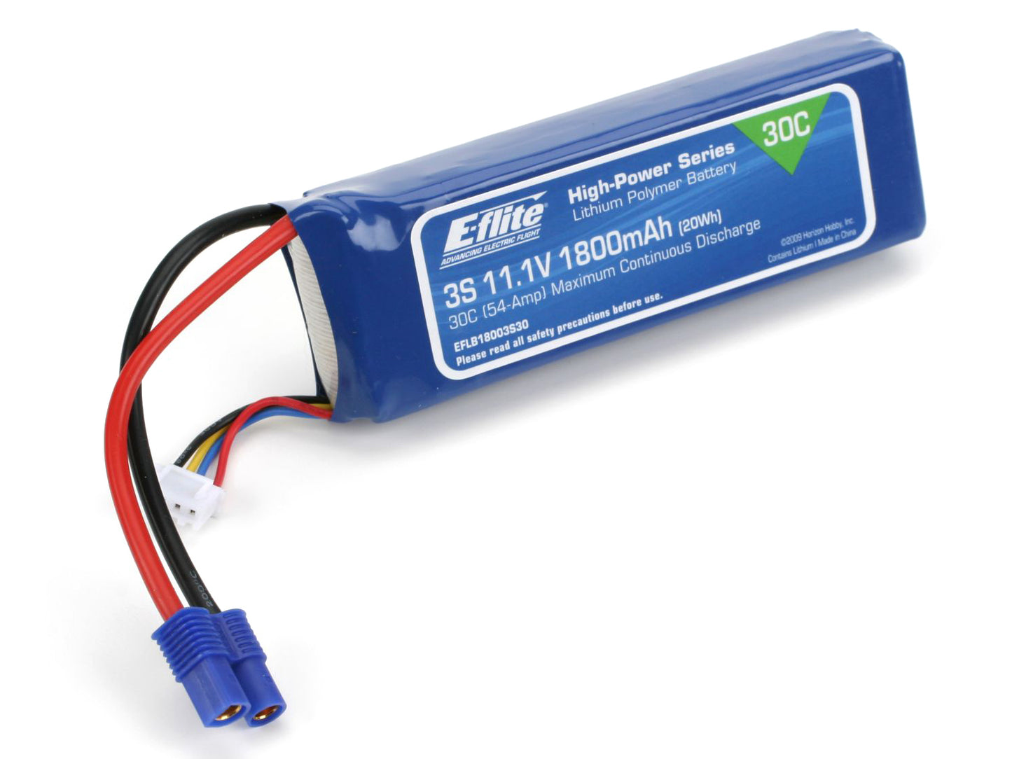 1800mAh 3S 11.1V 30C LiPo,13AWG EC3