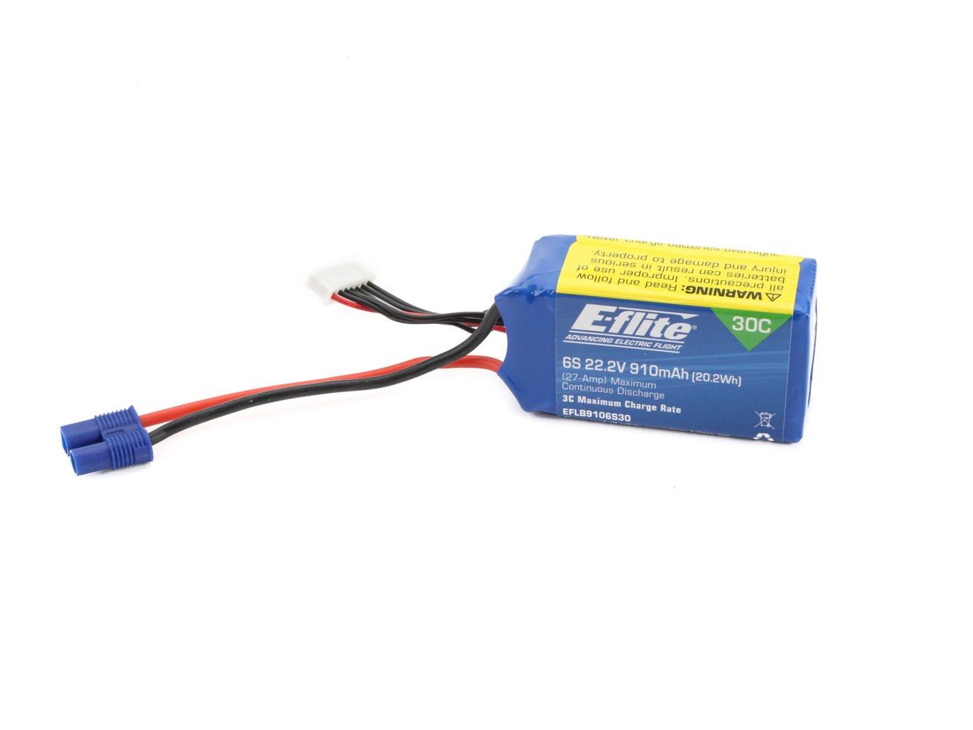 22.2v 910mAh 6S 30C LiPo w/EC3