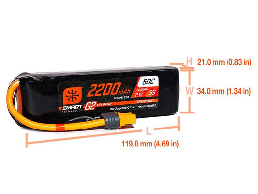 2200mAh 3S 11.1V SMART G2 50C IC3