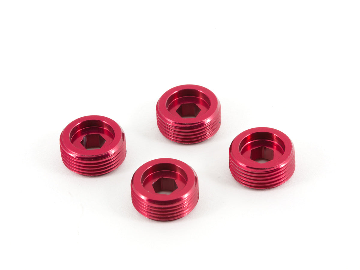 Nut Front Hub Aluminum Red (4)