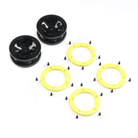 FR/RR Wheel with Beadlock, Black/Yellow: Temper G2