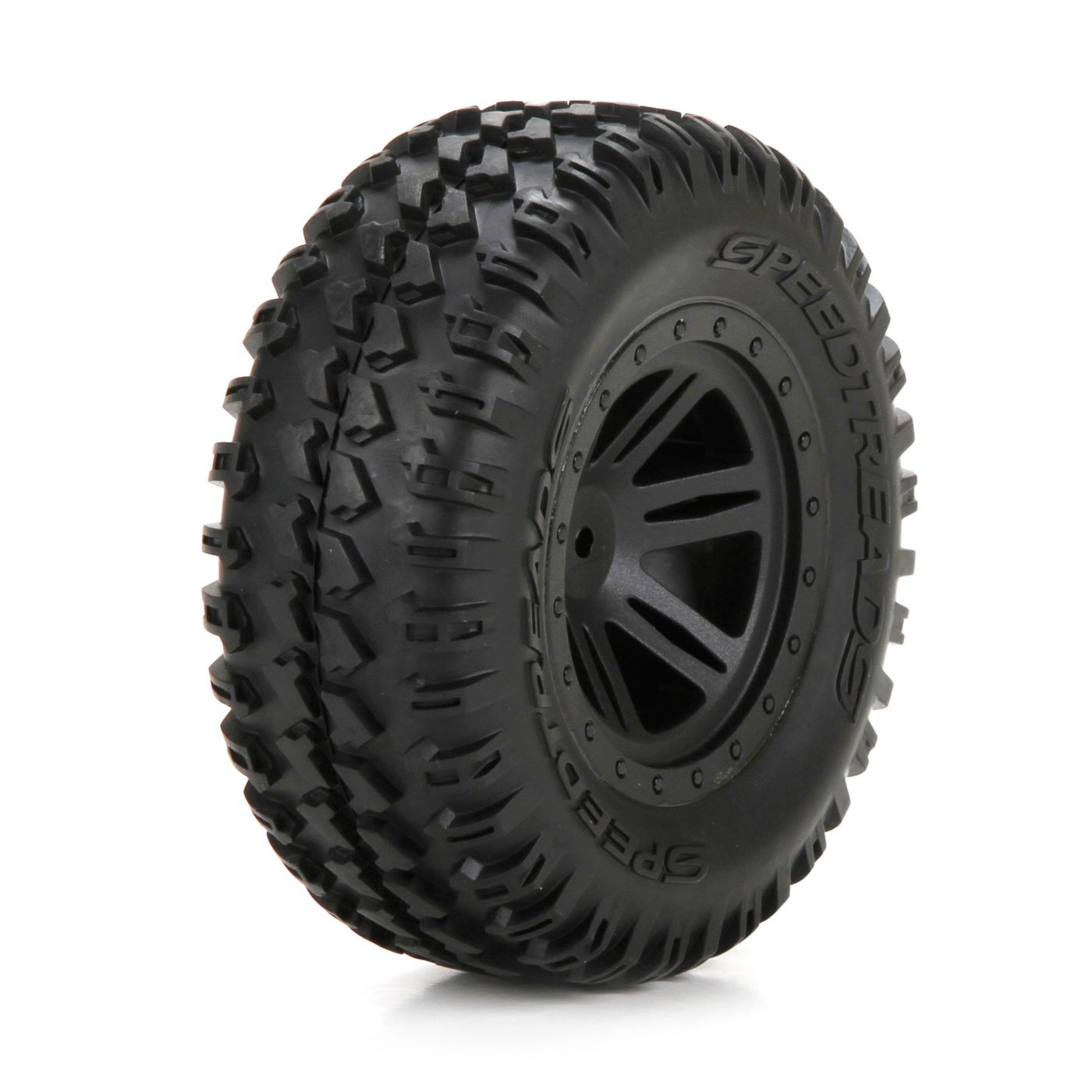 FR Tire, Premount, Black Wheel (2): 1:10 AMP DB