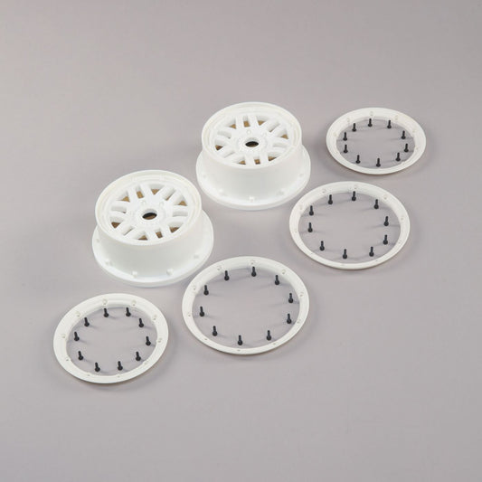 Wheel & Beadlock Set, White (2): 5ive-T 2.0