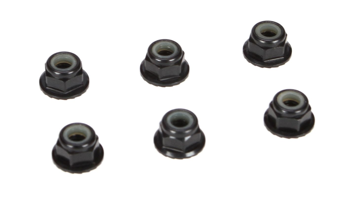 4mm Aluminum Serrated Lock Nuts, Black (6)