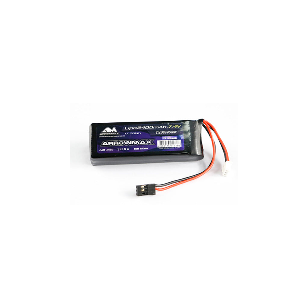 AM Lipo 2400mAh 2S TX/RX 7.4V Flat pk