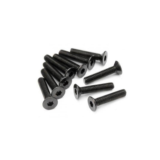 HB RACING Flat Head Screw M3x15mm Hex Socket - 10pcs