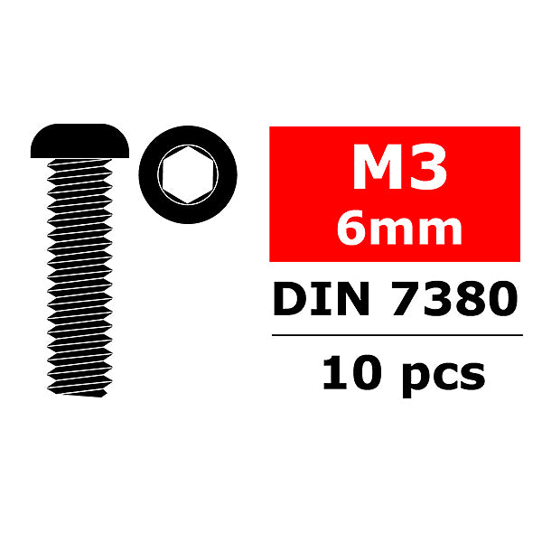 CORALLY STEEL SCREWS M3 X 6MM HEX BUTTON HEAD 10 PCS