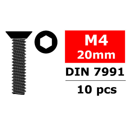 CORALLY STEEL SCREWS M4 X 20MM HEX FLAT HEAD 10 PCS