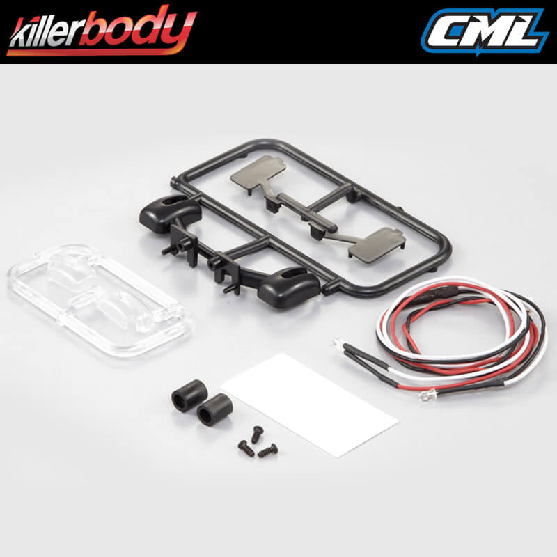 KILLERBODY WING MIRROR TYPE "E" W/LED UNIT SET 1/10 TRUCK