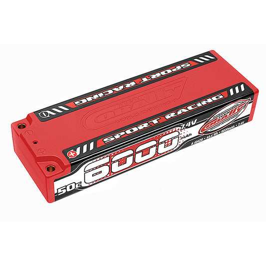 CORALLY SPORT RACING 50C LIPO BATTERY 6000MAH 7.4V STICK 2S 4MM BULLIT