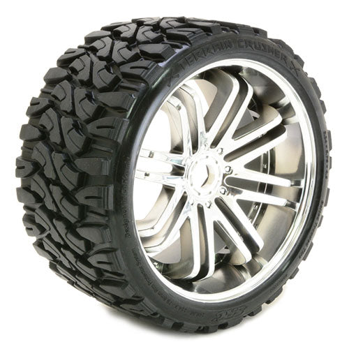 SWEEP TERRAIN CRUSHER BELTED TYRE ON SILVER 17MM WHEELS 1/4 OFFSET