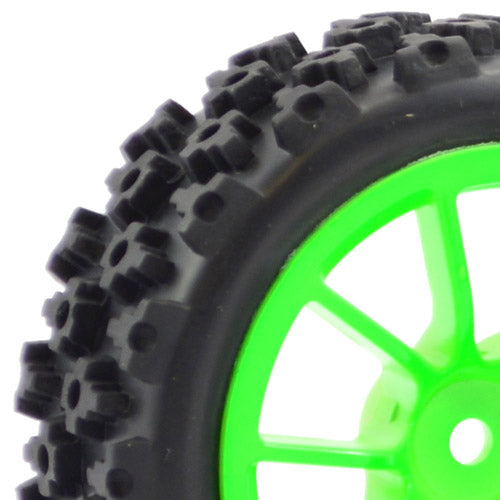 FASTRAX 1/10 STREET/RALLY TYRE 10SP GREEN WHEEL