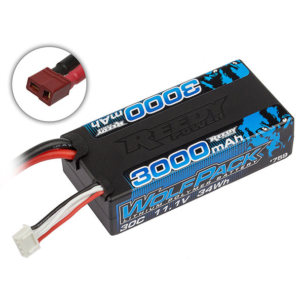 REEDY WOLFPACK LIPO 3000MAH 30C 11.1V SHORTY W/T-PLUG