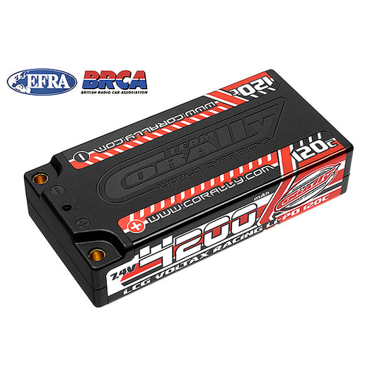 CORALLY VOLTAX 120C LIPO BATTERY 4200MAH 7.4V LCG SHORTY 2S 4MM BULLIT