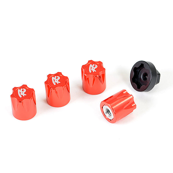 FASTRAX ANTIDUST ALUMINIUM M4 WHEEL NUT COVERS (4PC) - RED