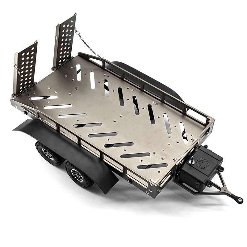 FASTRAX DUAL-AXLE TRAILER w/RAMPS & LEDs (Med 1/12-1/18) - TITANIUM