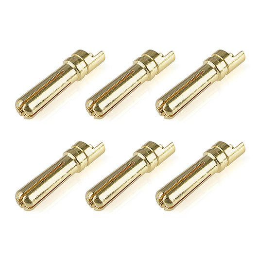 CORALLY BULLIT CONNECTOR 4.0MM MALE SOLID TYPE GOLD PLATED ULTRA LOW RESISTANCE WIRE STRAIGHT 6PCS