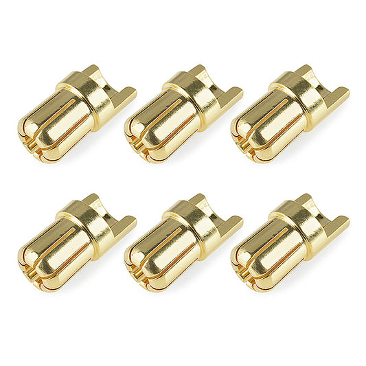 CORALLY BULLIT CONNECTOR 6.5MM MALE SOLID TYPE GOLD PLATED ULTRA LOW RESISTANCE WIRE STRAIGHT 6PCS