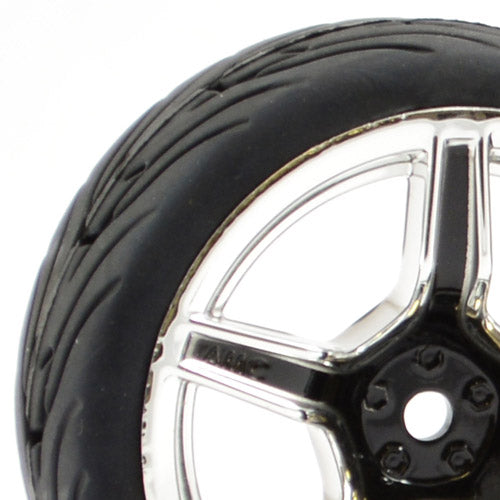 FASTRAX 1/10 STREET/TREAD TYRE 5SP BLACK/CHROME WHEEL