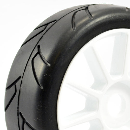 FASTRAX 1/8TH PREMOUNTED SLICK TYRES 'HAWK/SPLIT SPOKE'