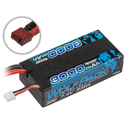 REEDY WOLFPACK LIPO 3000MAH 30C 7.4V SHORTY W/T-PLUG