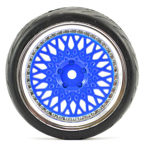 FASTRAX 1/10 STREET/TREAD TYRE CLASSIC BLUE/CHROME WHEEL