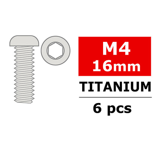 CORALLY TITANIUM SCREWS M4 X 16MM HEX BUTTON HEAD 6 PCS