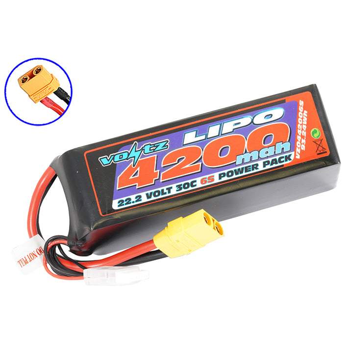 VOLTZ 4200MAH 22.2V 30C LIPO BATTERY w/XT90