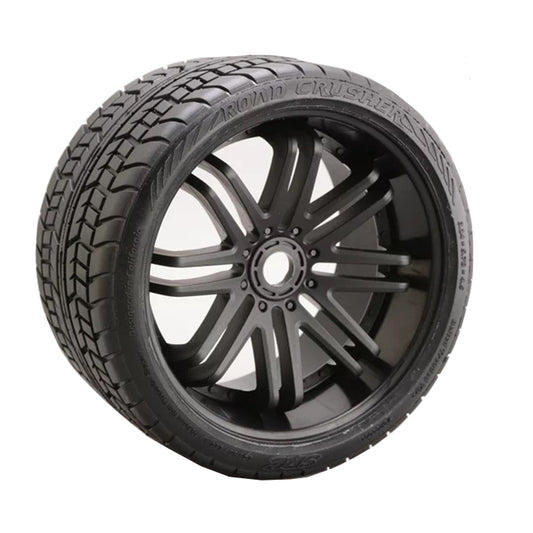 SWEEP ROAD CRUSHER BELTED TYRE ON BLACK 17MM WHEELS 1/4 OFFSET