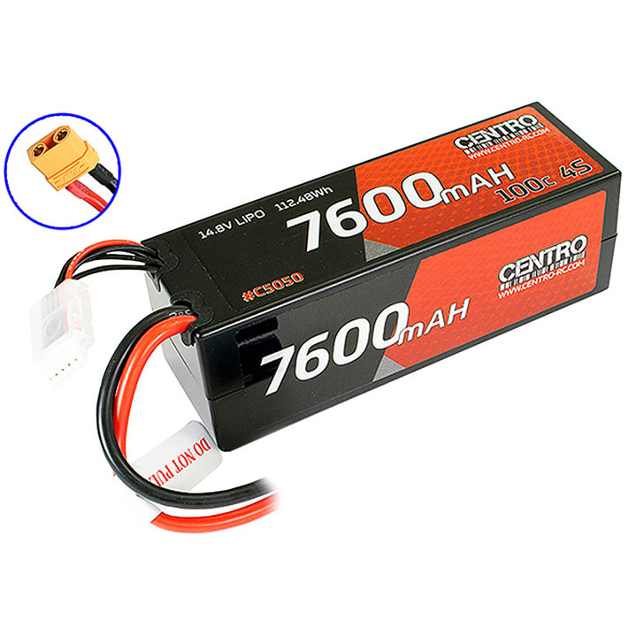 CENTRO 4S 7600MAH 14.8V 100C HARDCASE LIPO BATTERY XT90