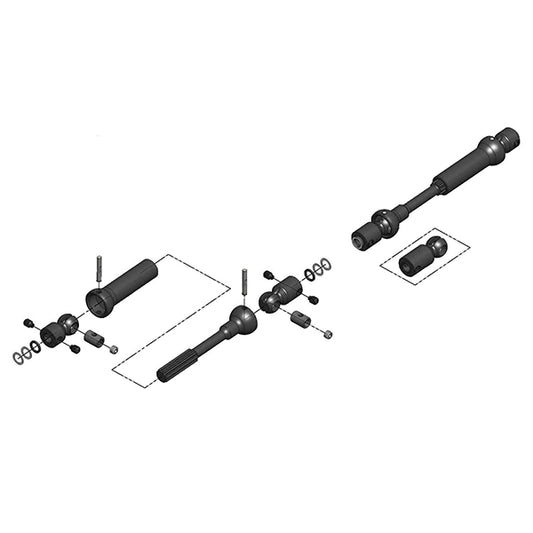 MIP X-DUTY CENTER DRIVE KIT, 115MM TO 140MM W/ 5MM HUBS, SCX10 TRAIL HONCHO, WRANGLER, CHEROKEE