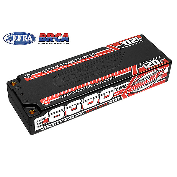 CORALLY VOLTAX 120C LIPO HV BATTERY 8000 MAH 7.6V STICK 2S 4MM BULLIT