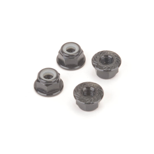 M4 Alloy Serrated Nyloc Nuts - Black - 4pcs