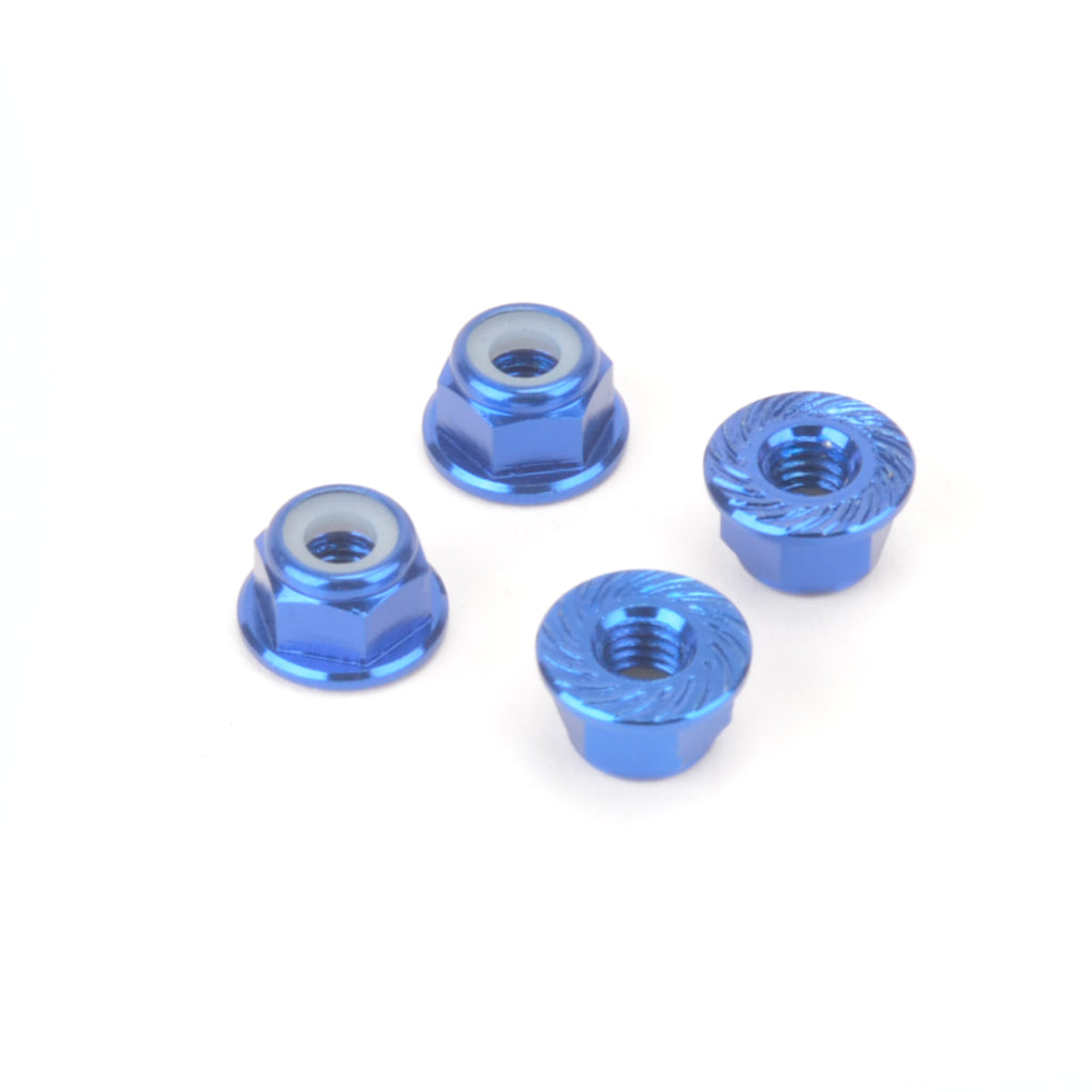 M4 Alloy Serrated Nyloc Nuts - Blue - 4pcs