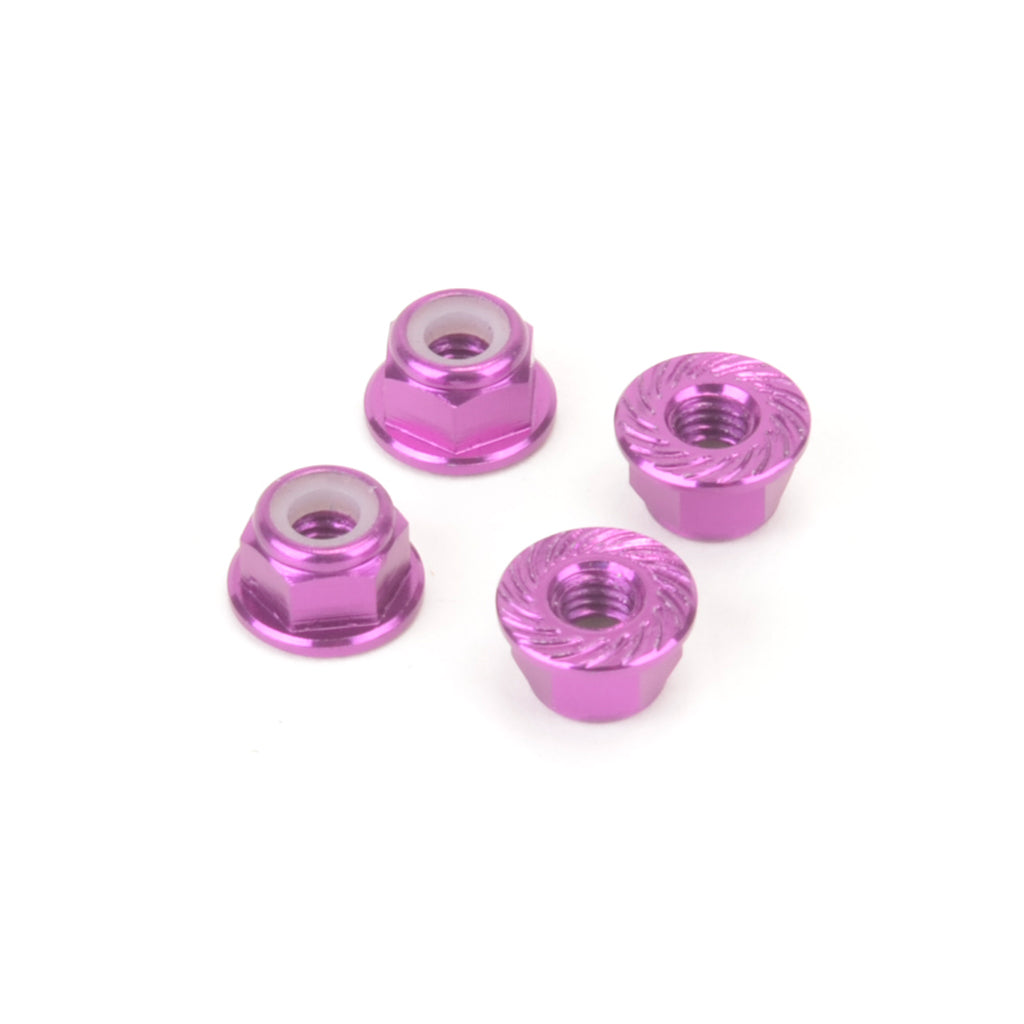 M4 Alloy Serrated Nyloc Nuts - Purple - 4pcs