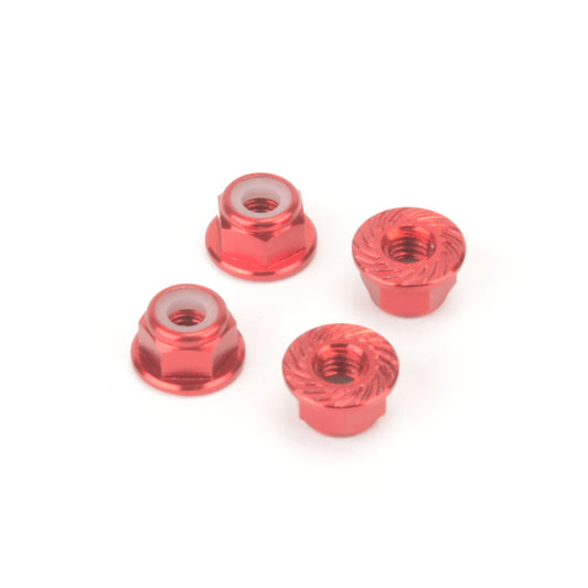 M4 Alloy Serrated Nyloc Nuts - Red - 4pcs