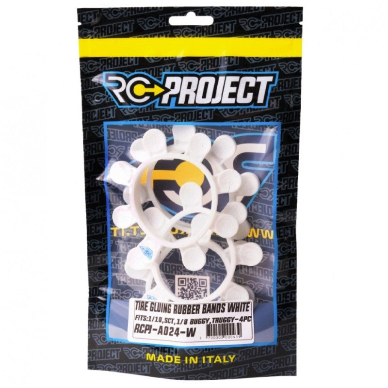 RC-Project Tyre Gluing Rubber Bands White 4pcs