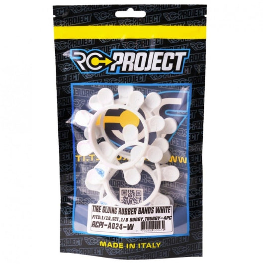 RC-Project Tyre Gluing Rubber Bands White 4pcs